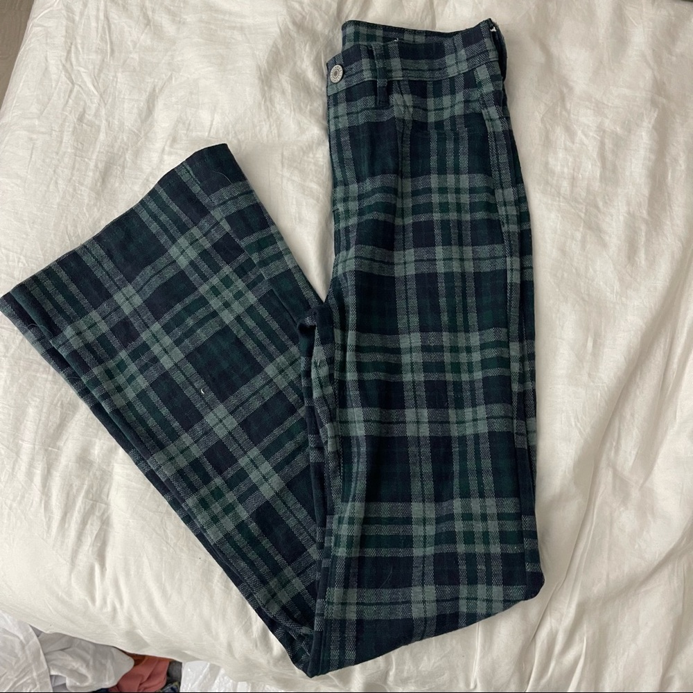 Plaid high waisted flare pants